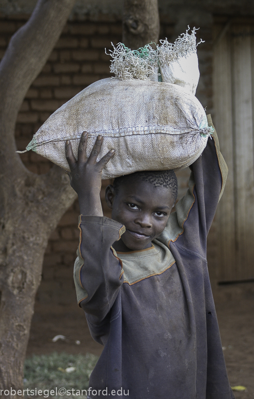 boy with white sack